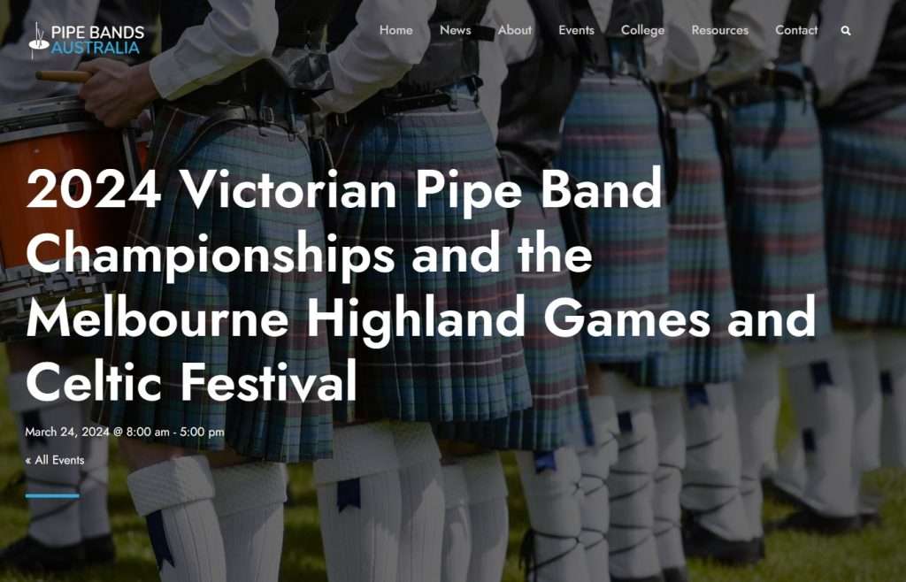 2024 Victorian Pipe Band Championships Melbourne Highland Games